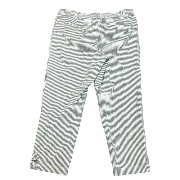 Talbots Blue White Striped Seersucker Nautical The Perfect Crop Cropped Pants 12 - Picture 2 of 11